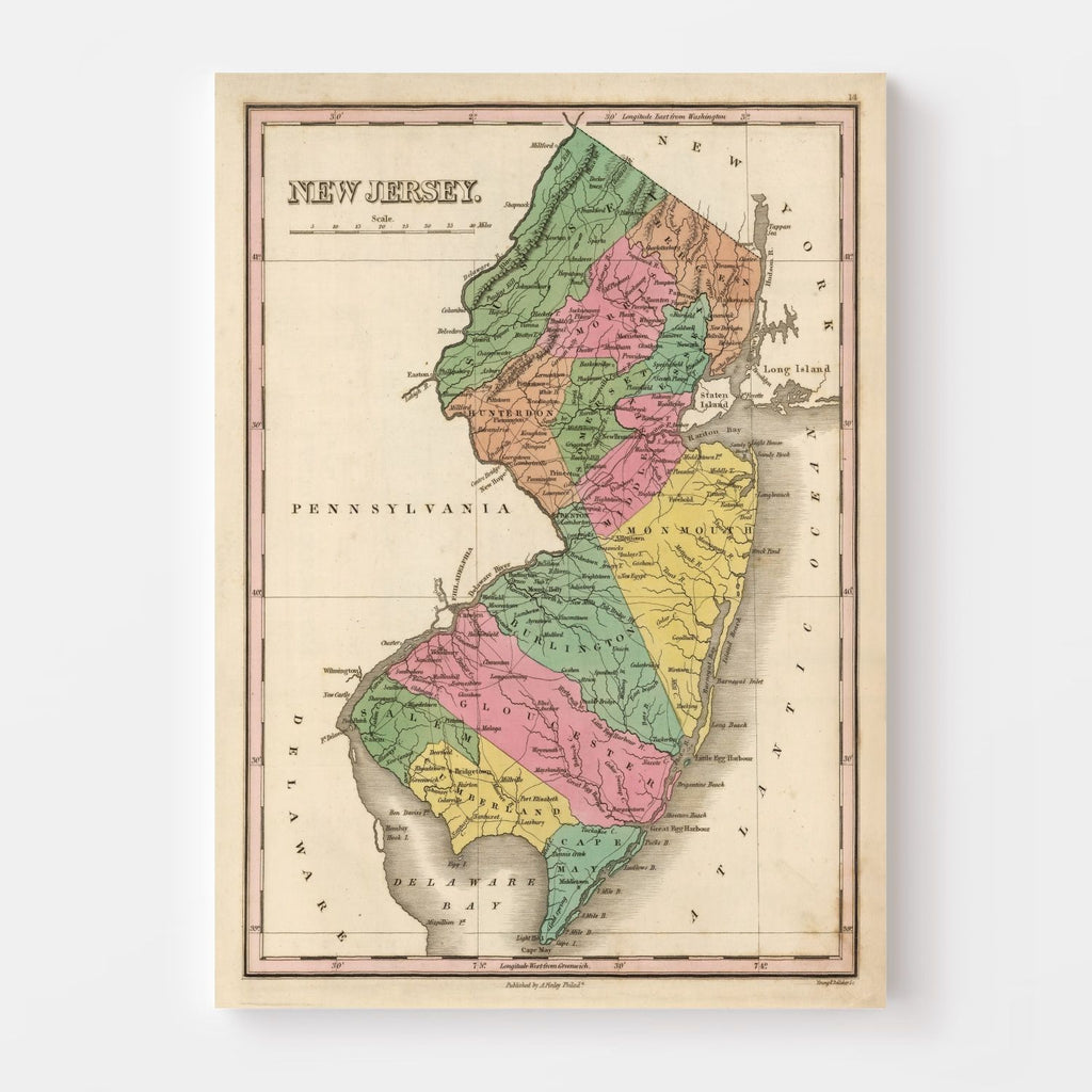 Vintage Map of New Jersey 1824