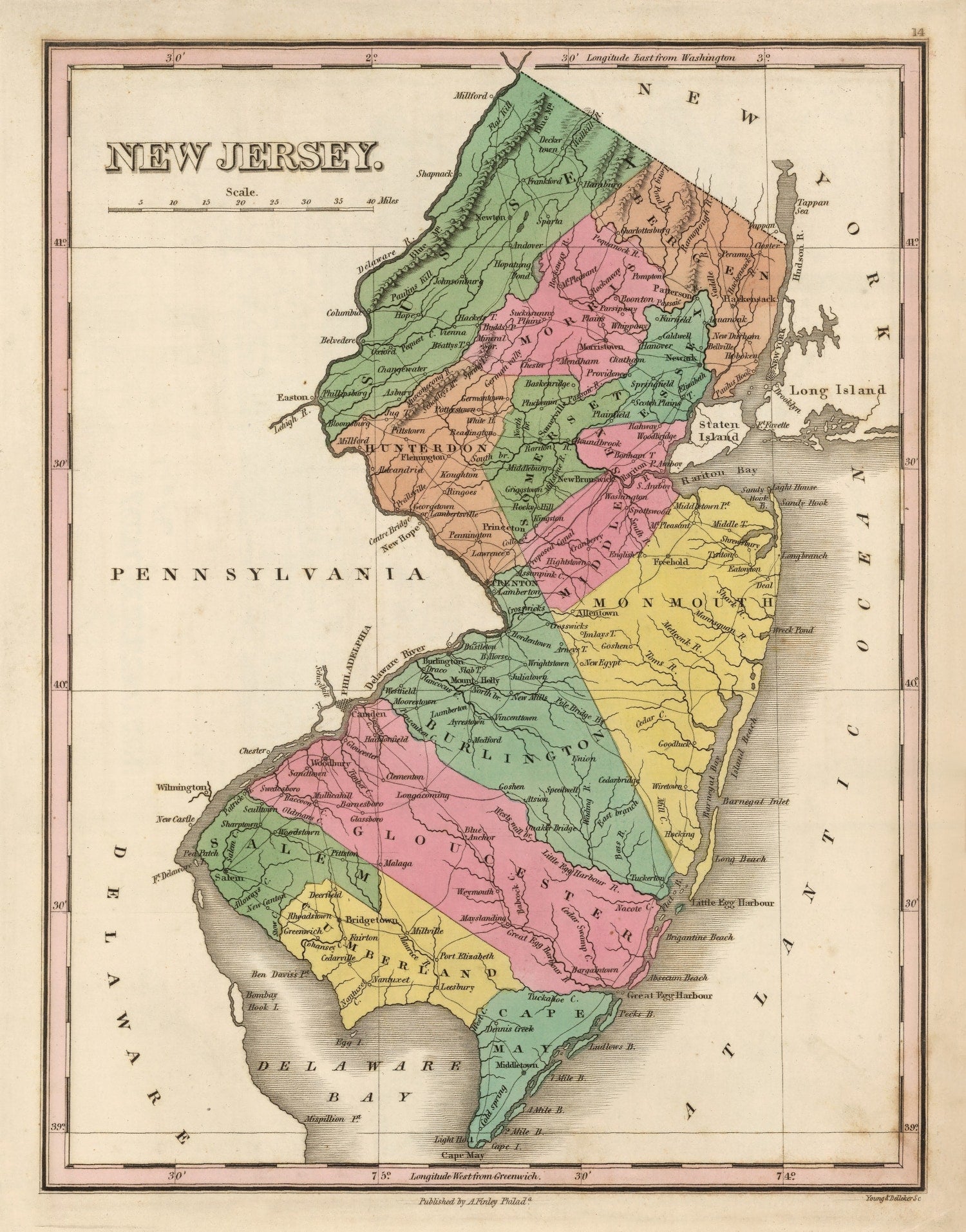Vintage Map of New Jersey 1824