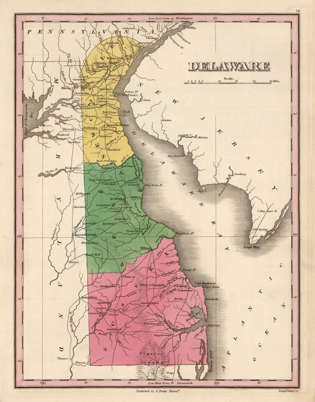 Vintage Map of Delaware 1824