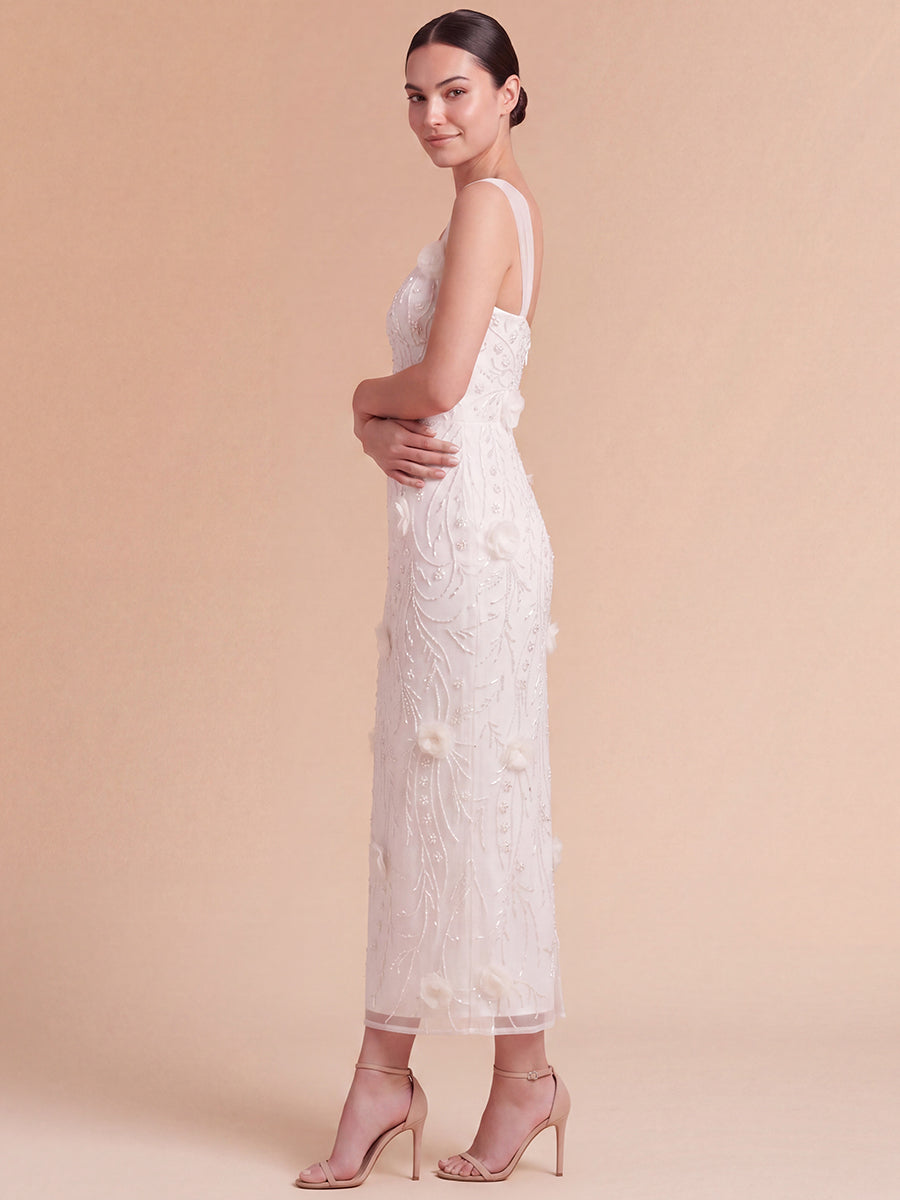Lara Beaded Midi Dress with 3-D Florals | 51232