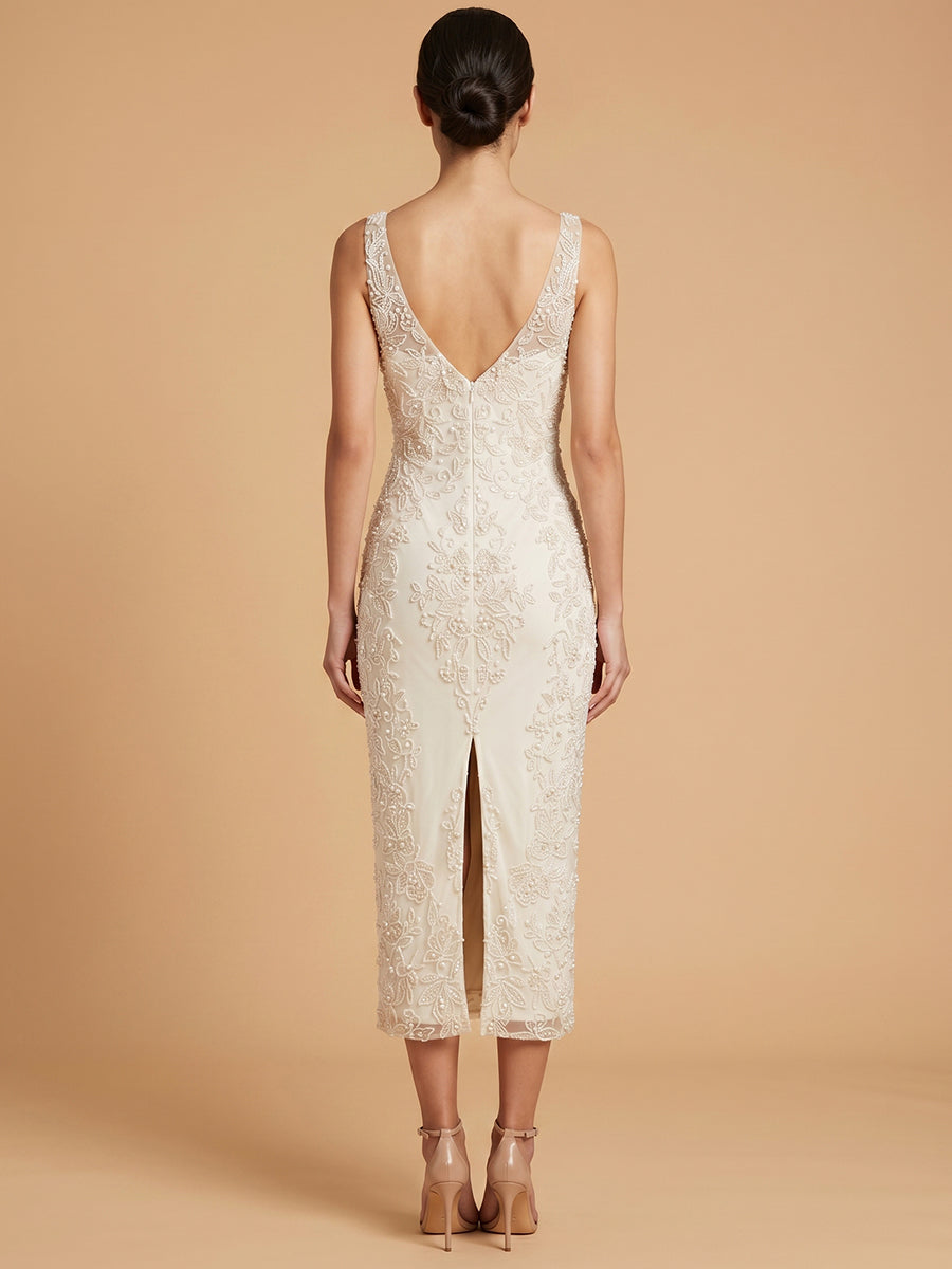 Lara Beaded V-Neck Midi Dress | 51237