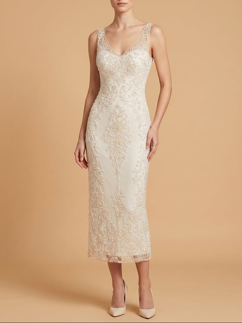 Lara Beaded V-Neck Midi Dress | 51237