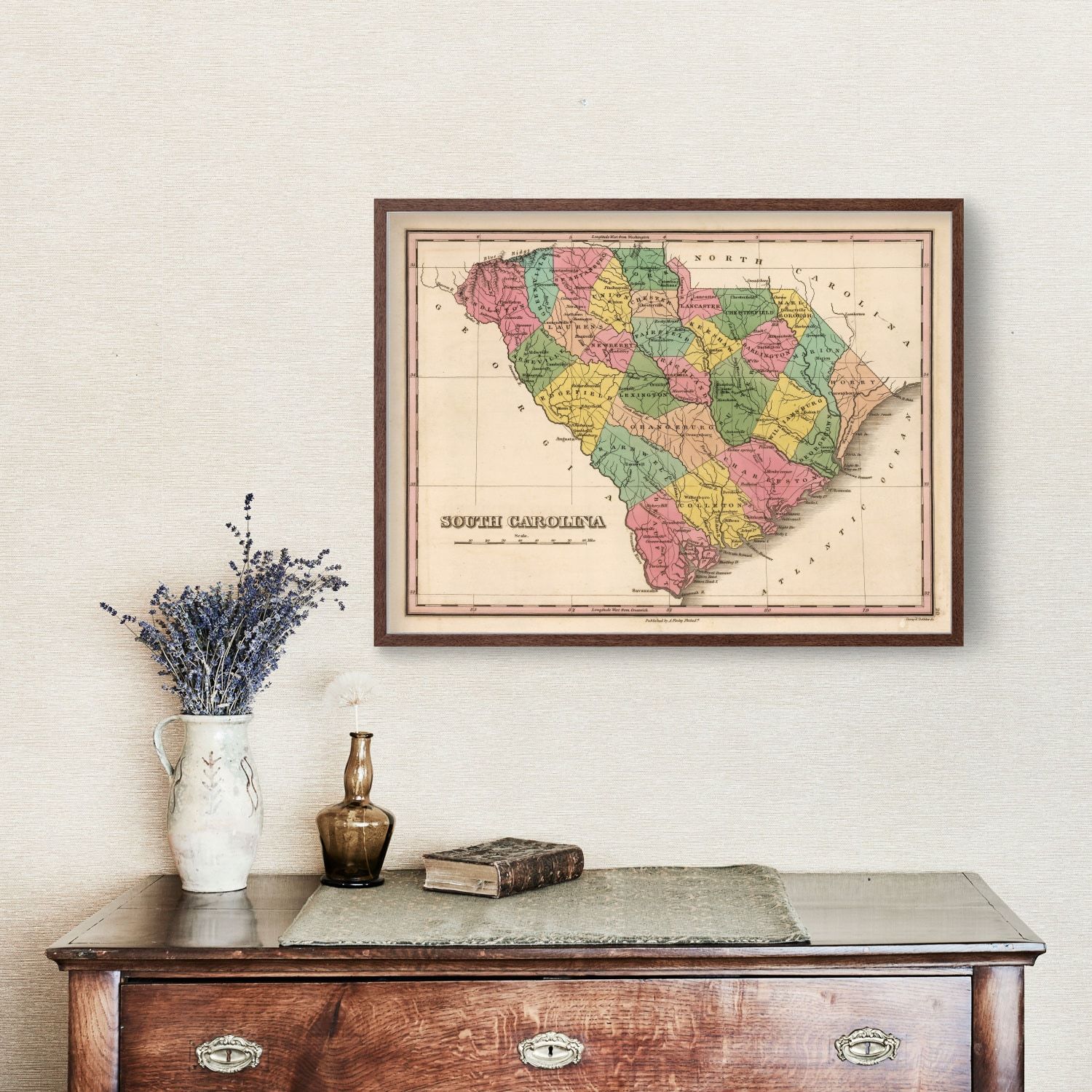 Vintage Map of South Carolina 1824