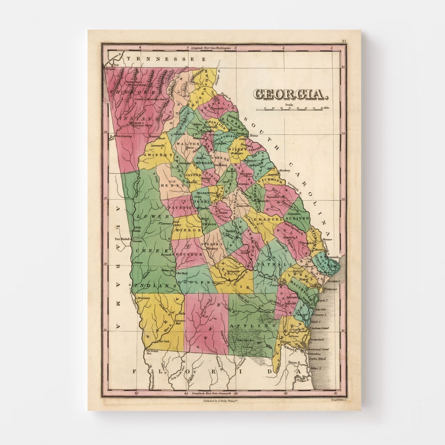 Vintage Map of Georgia 1824