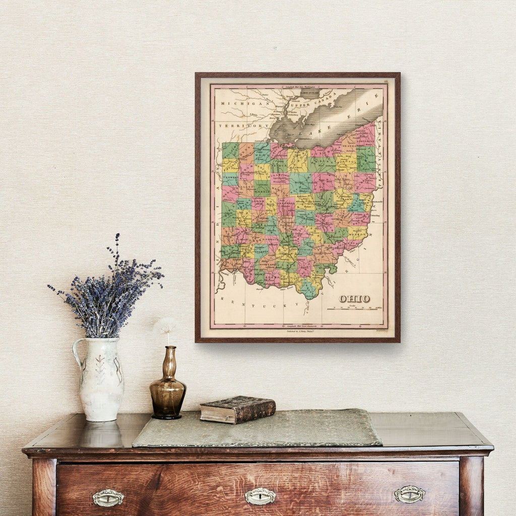 Vintage Map of Ohio 1824