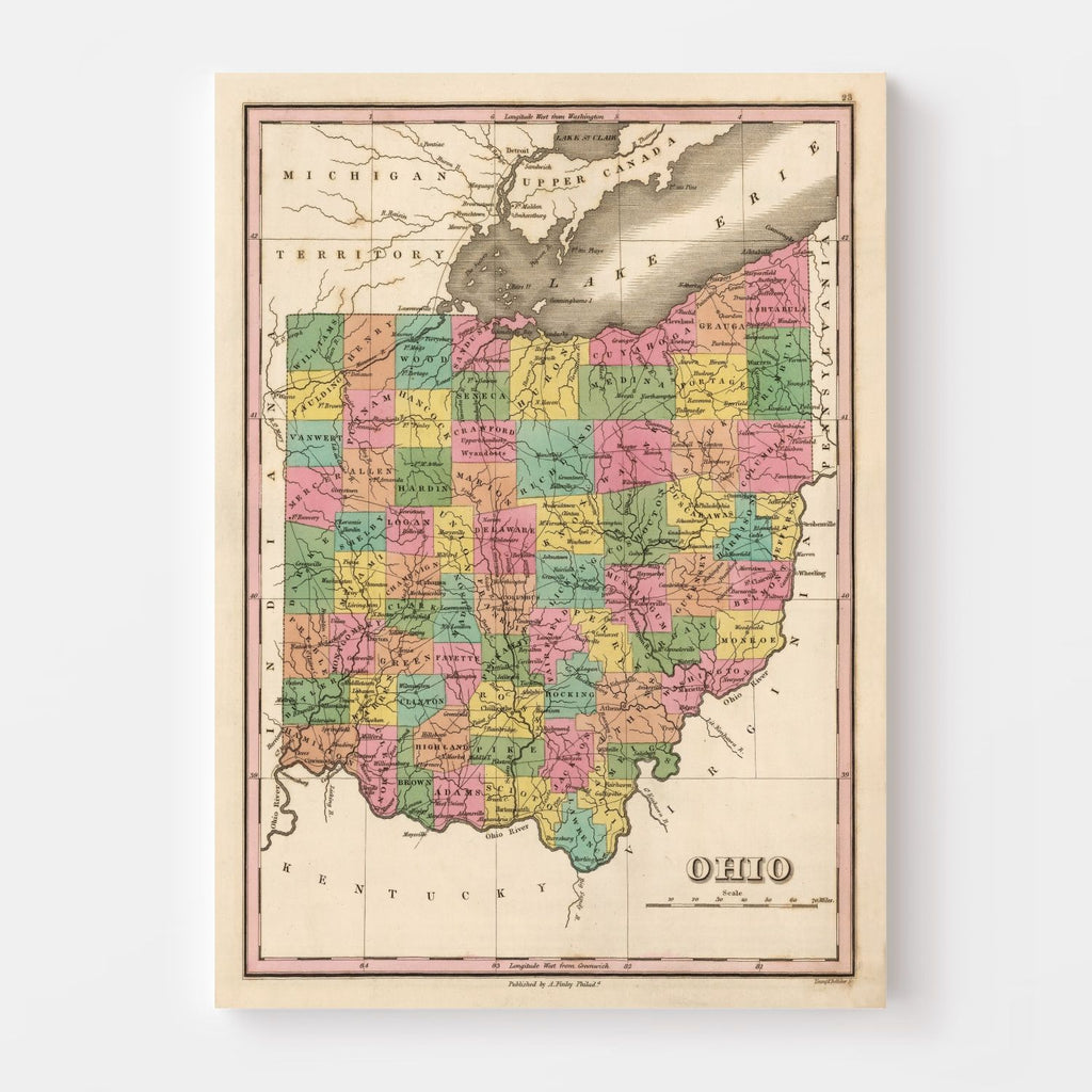 Vintage Map of Ohio 1824