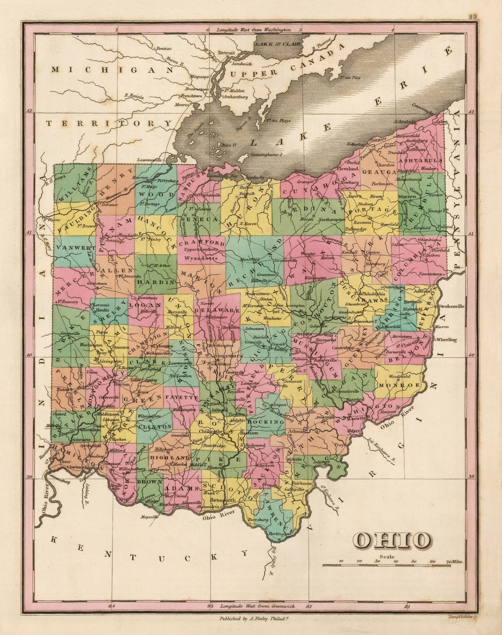 Vintage Map of Ohio 1824