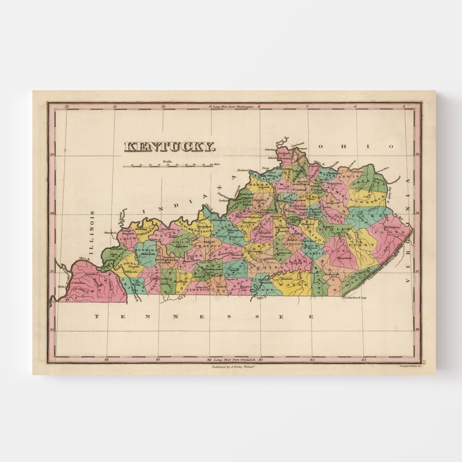 Vintage Map of Kentucky 1824