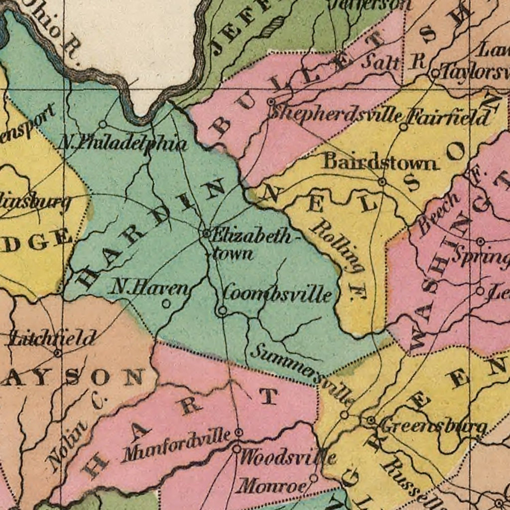 Vintage Map of Kentucky 1824