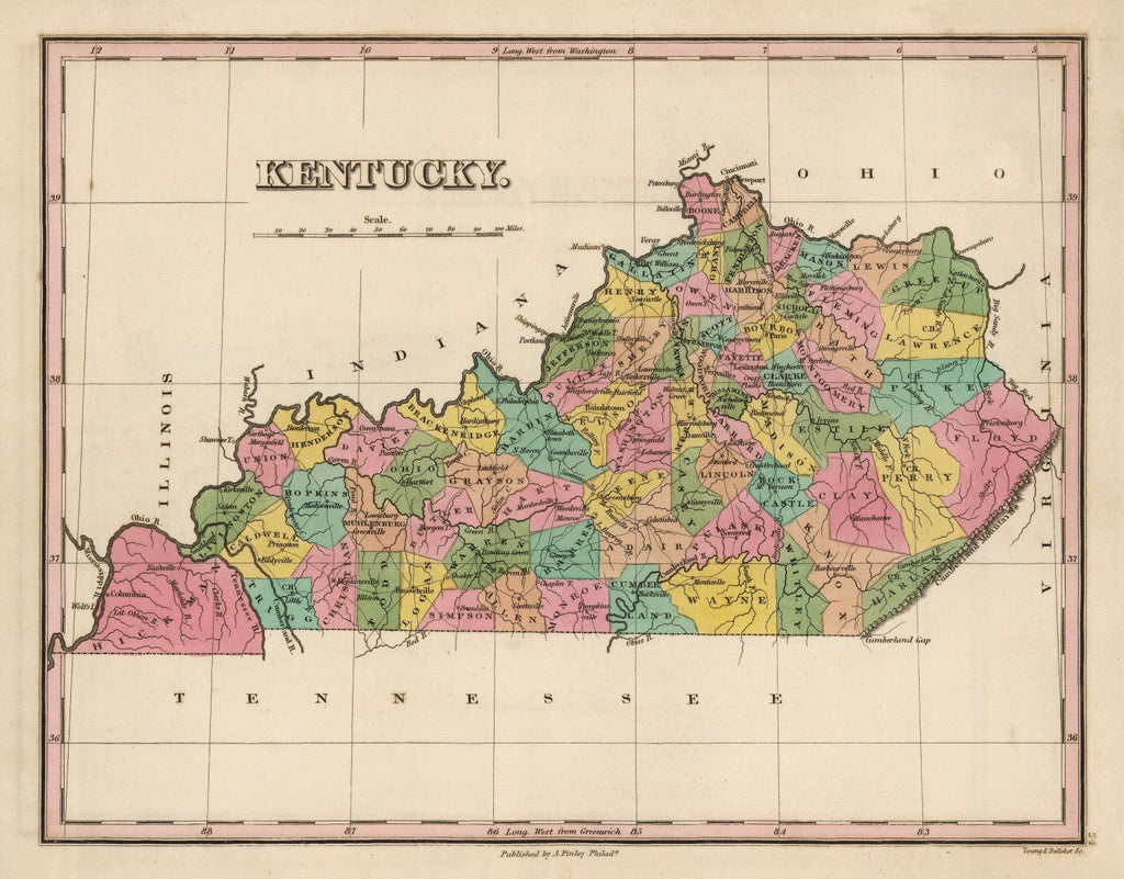 Vintage Map of Kentucky 1824