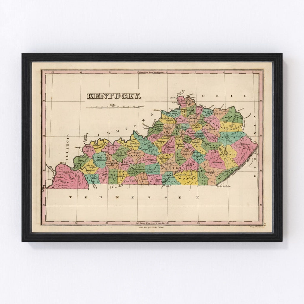 Vintage Map of Kentucky 1824