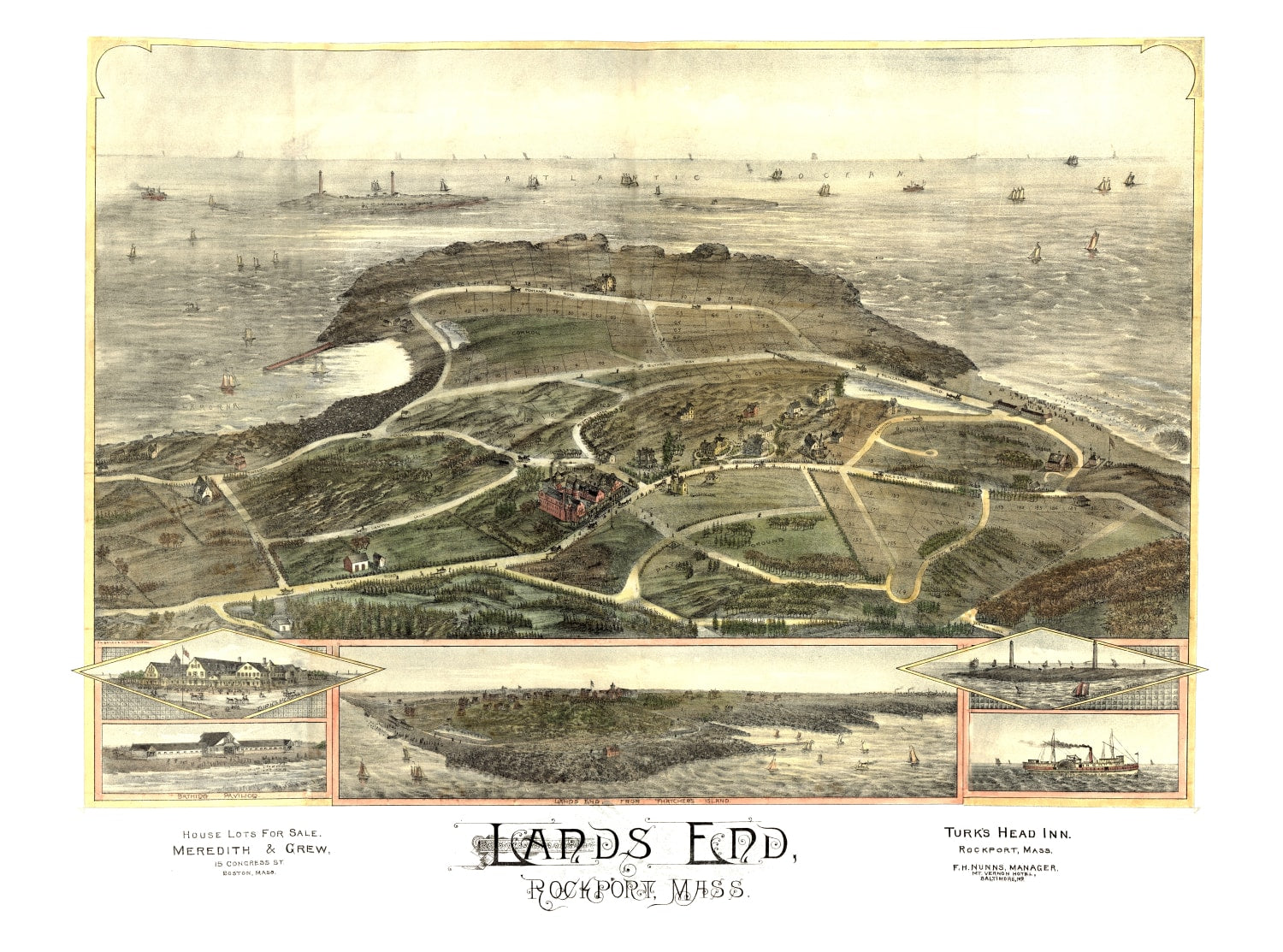 Vintage Map of Rockport, Massachusetts 1880