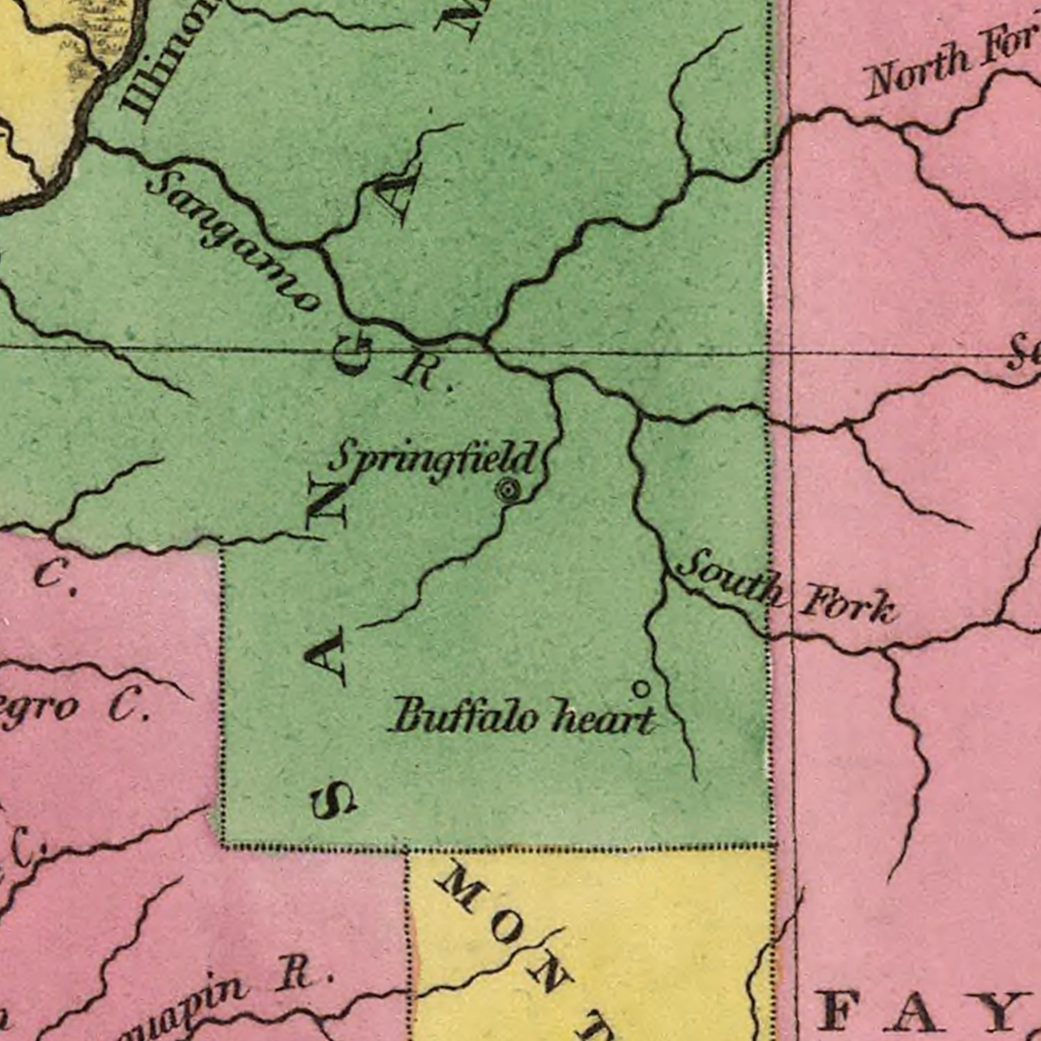Vintage Map of Illinois 1824
