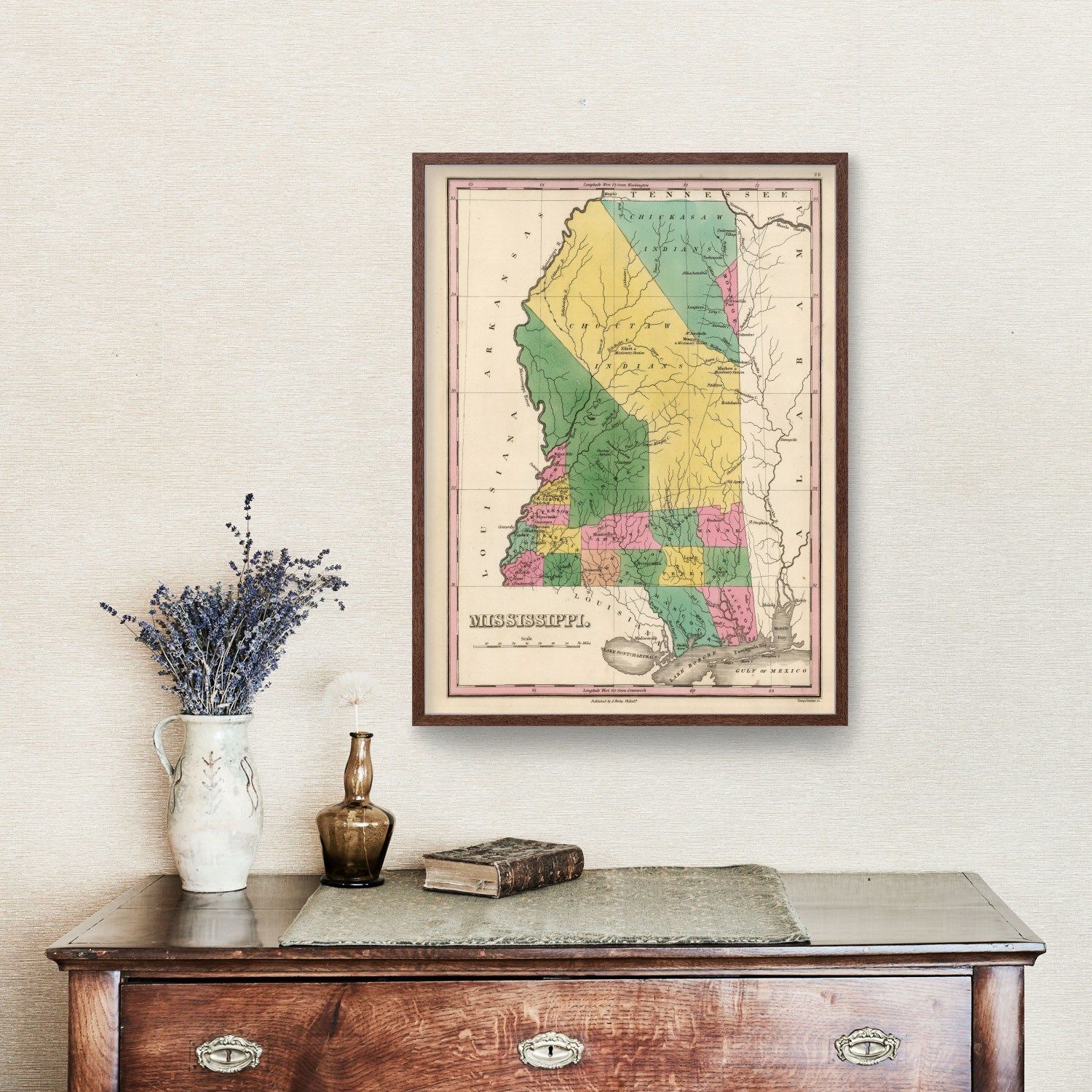 Vintage Map of Mississippi 1824
