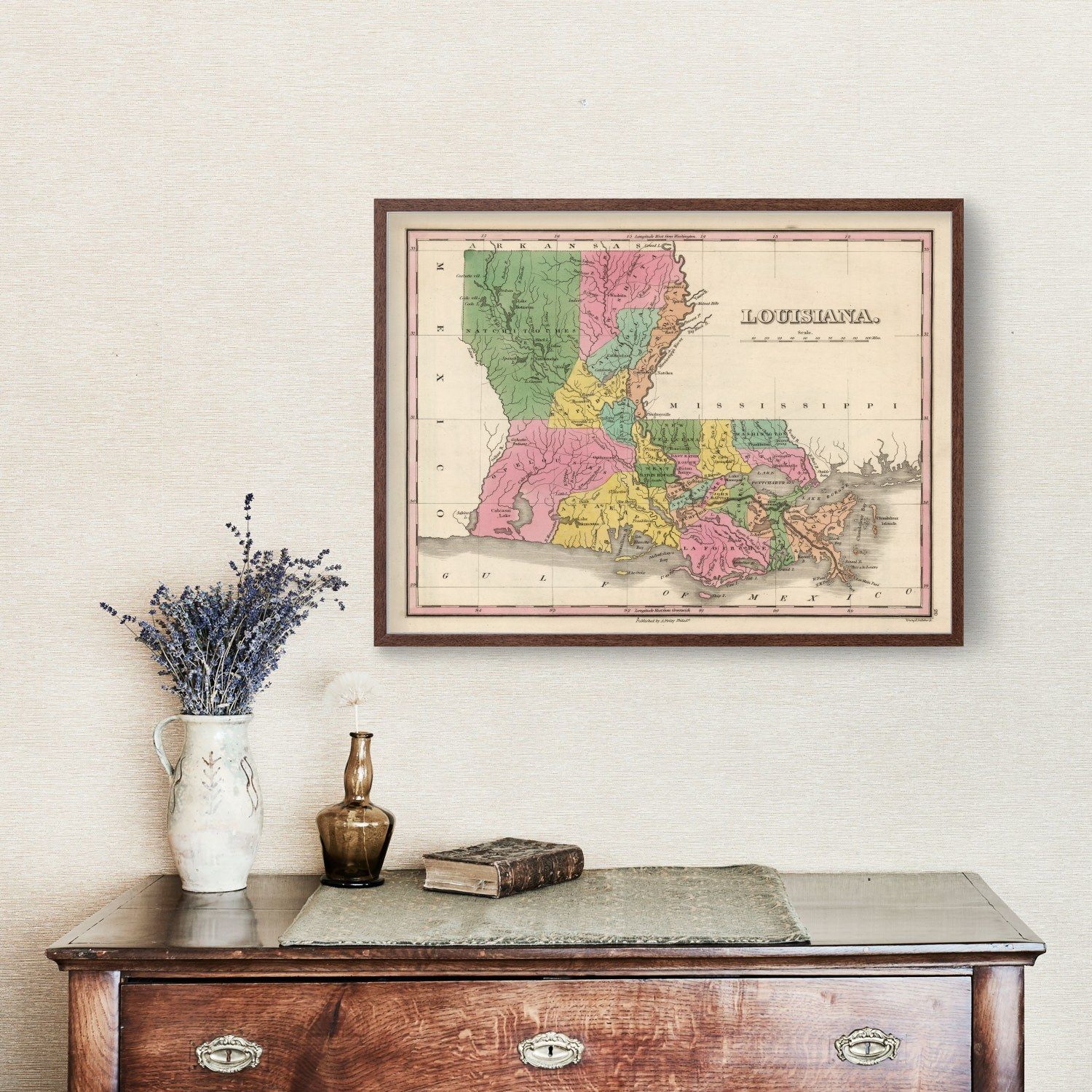 Vintage Map of Louisiana 1824