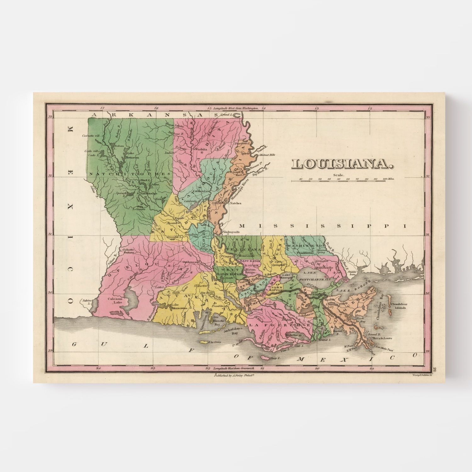 Vintage Map of Louisiana 1824