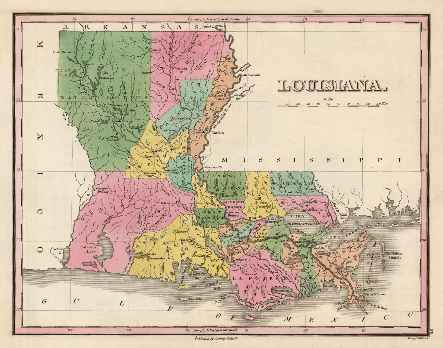 Vintage Map of Louisiana 1824