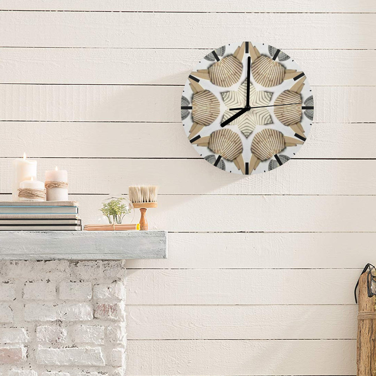 Seashell Pattern Wall Clock (Made in USA)