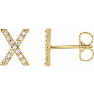 14K Yellow Gold .05 CTW Natural Diamond Initial X Earring