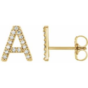14K Yellow Gold .06 CTW Natural Diamond Initial A Earring