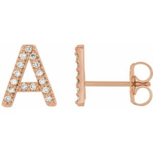 14K Rose Gold .06 CTW Natural Diamond Initial A Earring