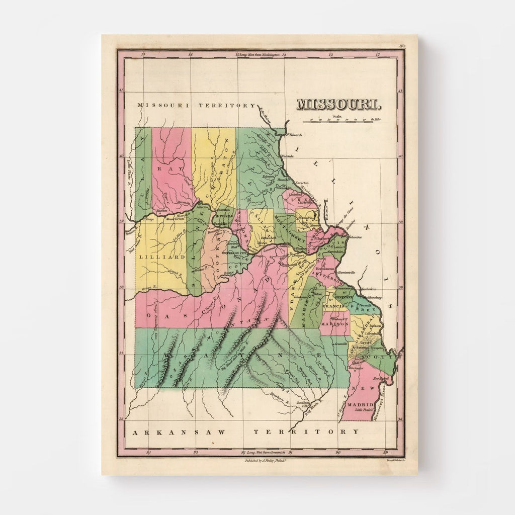 Vintage Map of Missouri 1824