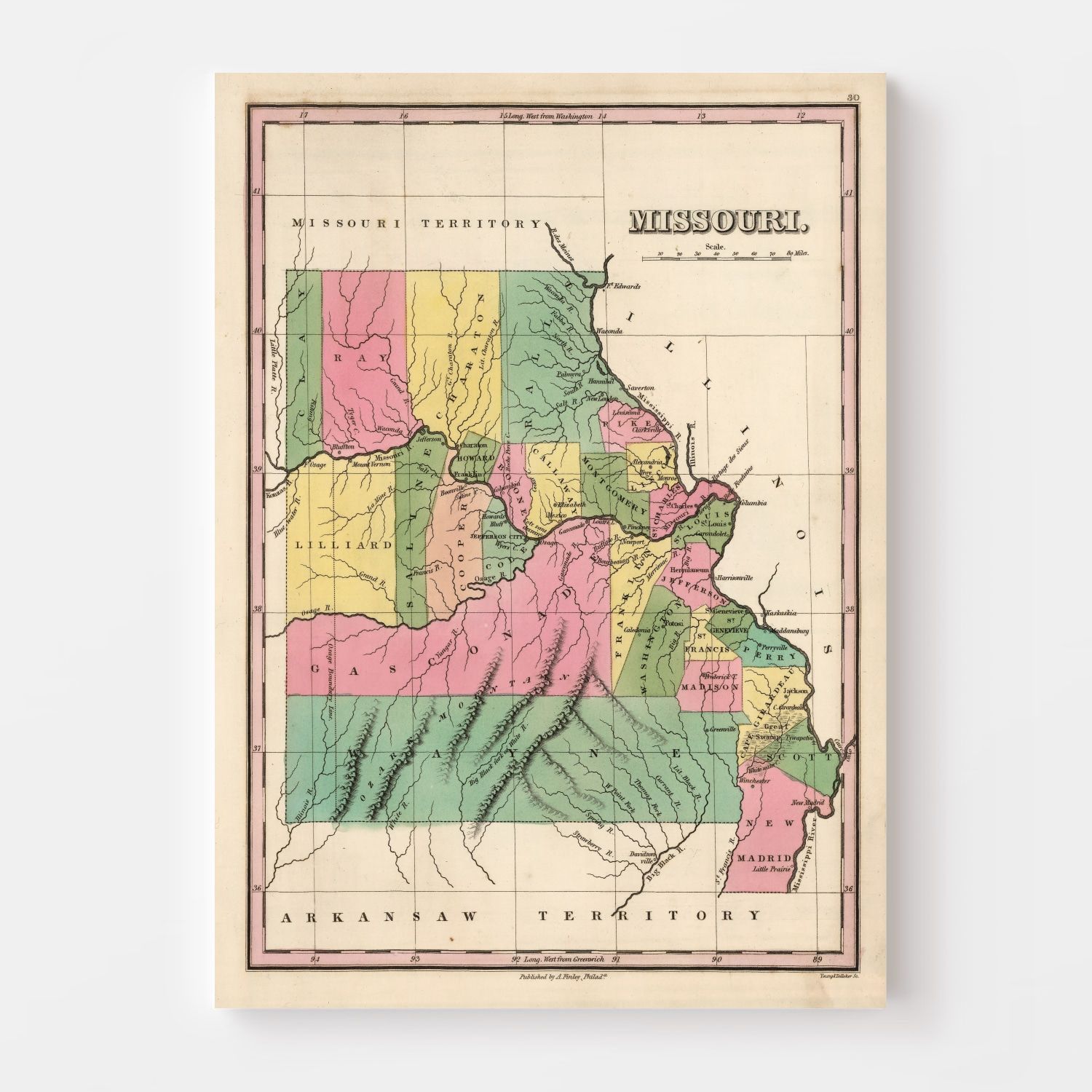 Vintage Map of Missouri 1824