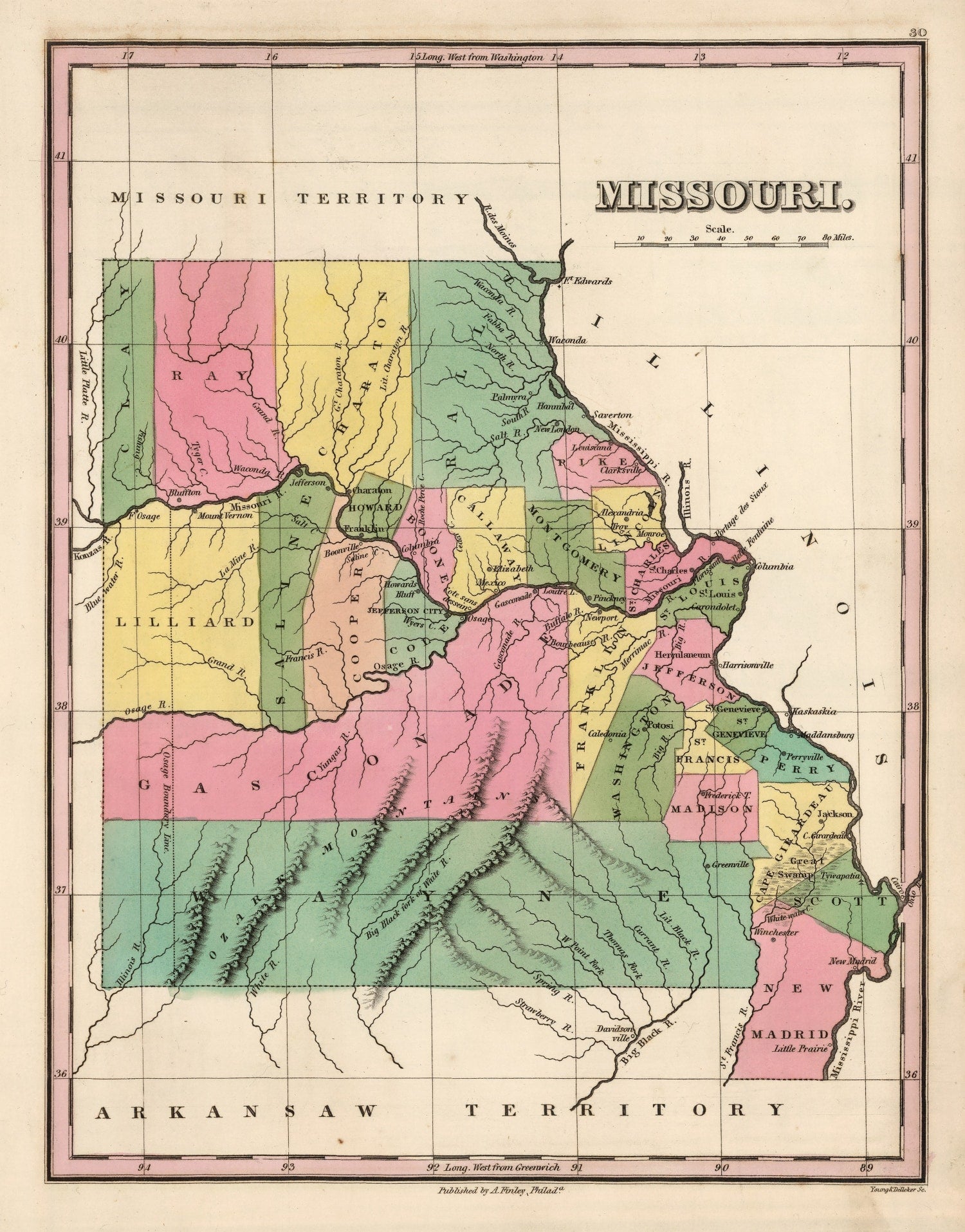 Vintage Map of Missouri 1824