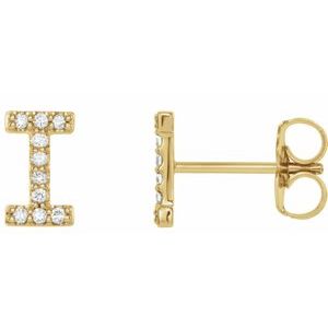 14K Yellow Gold .08 CTW Natural Diamond Initial I Earrings