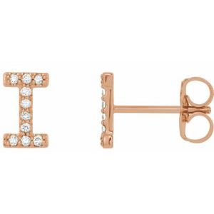 14K Rose Gold .08 CTW Natural Diamond Initial I Earrings
