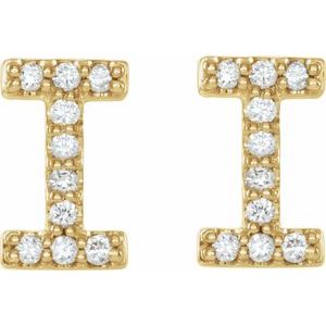 14K Yellow Gold .08 CTW Natural Diamond Initial I Earrings – image 2