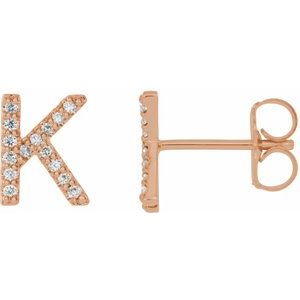 14K Rose Gold 1/8 CTW Natural Diamond Initial K Earrings