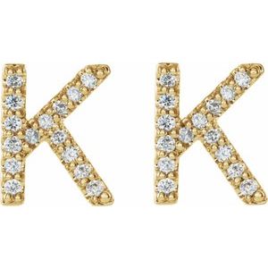 14K Yellow Gold 1/8 CTW Natural Diamond Initial K Earrings – image 2