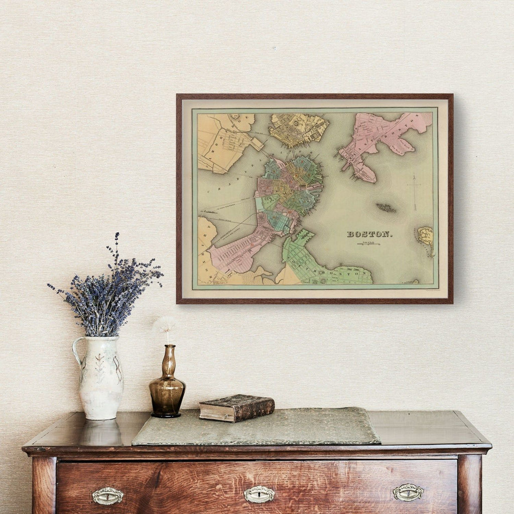 Vintage Map of Boston, Massachusetts 1838