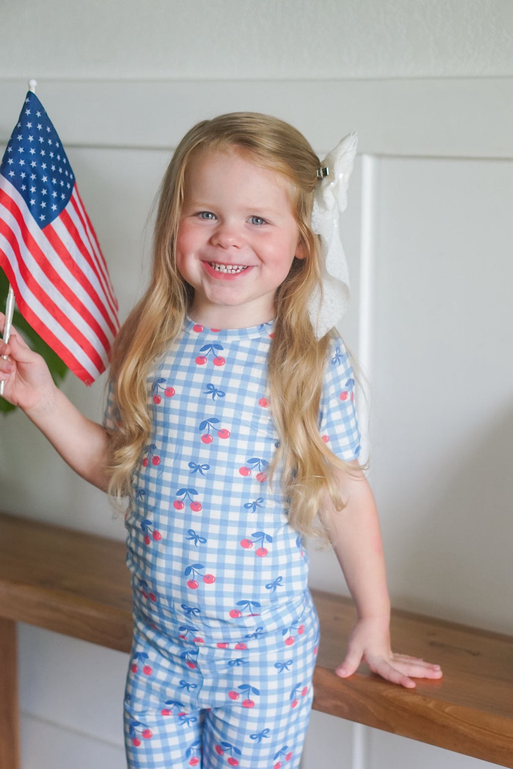 Cherry Gingham 2pc Bamboo Pajamas