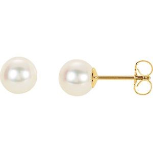 14K Yellow Gold Panache® Cultured White Freshwater Pearl Stud Earrings