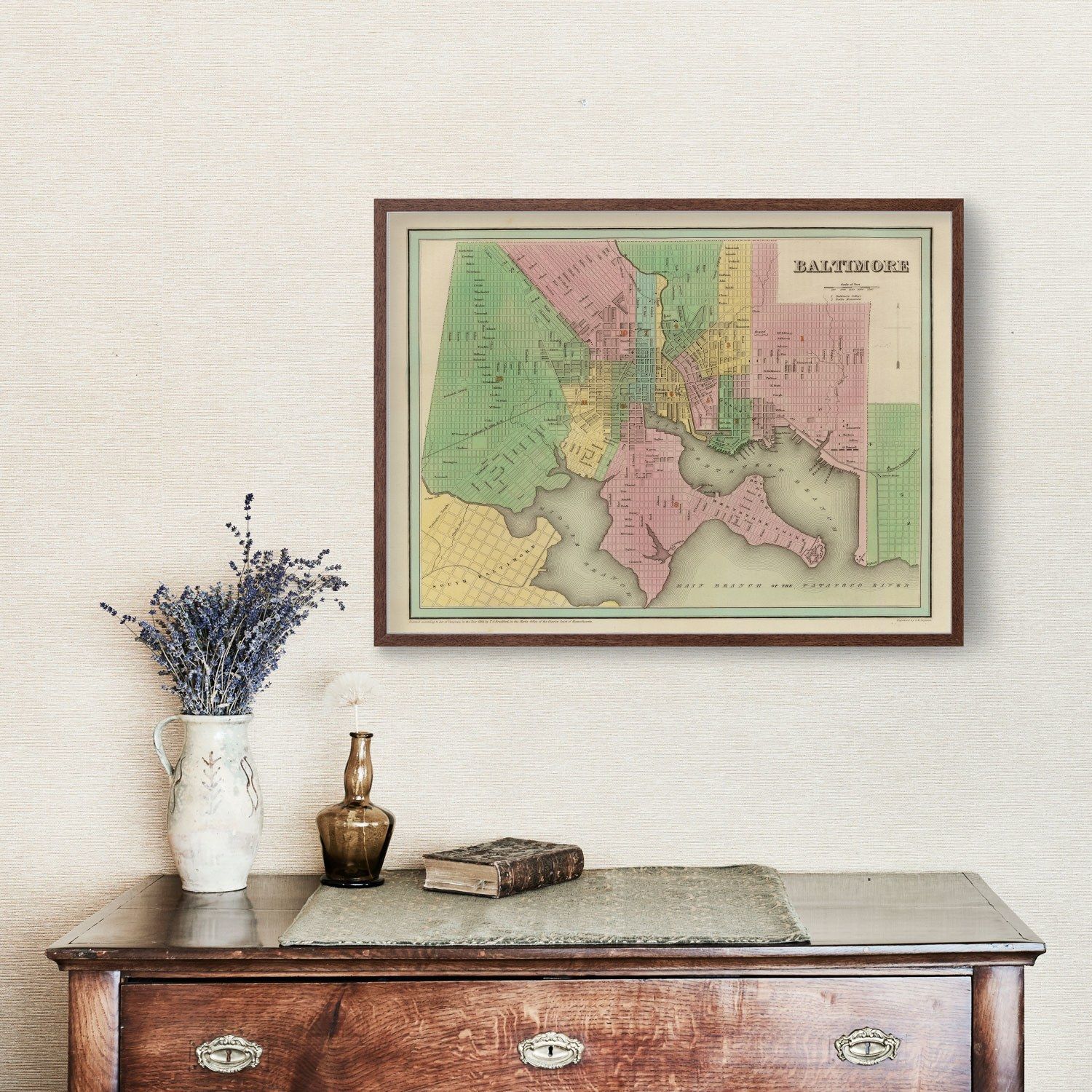 Vintage Map of Baltimore, Maryland 1838