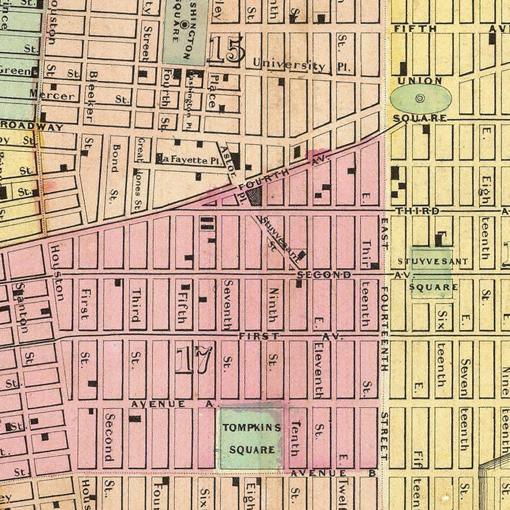 Vintage Map of New York City, New York 1856