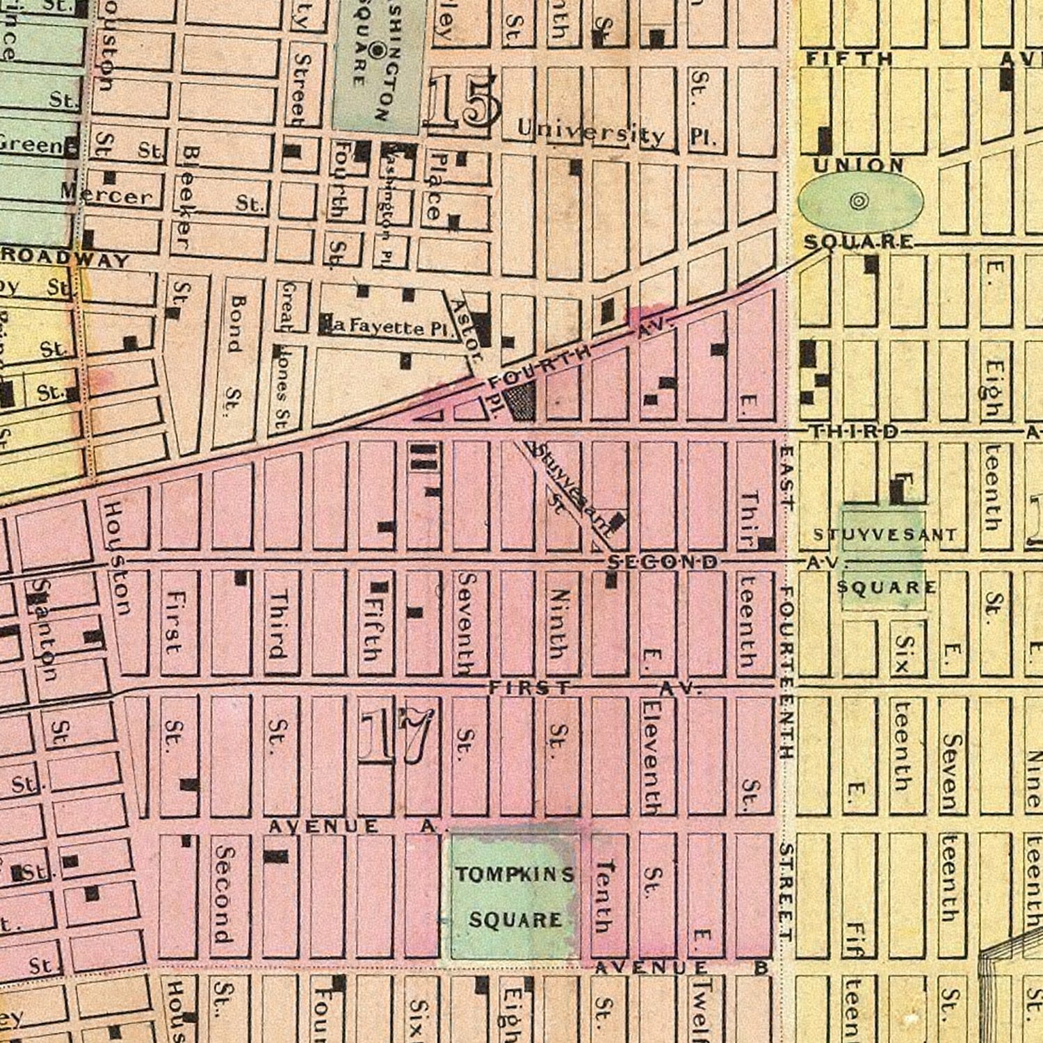 Vintage Map of New York City, New York 1856