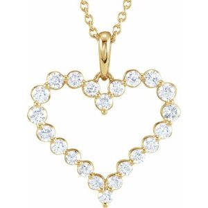 14K Yellow Gold 1 CTW Natural Diamond Heart 18" Necklace