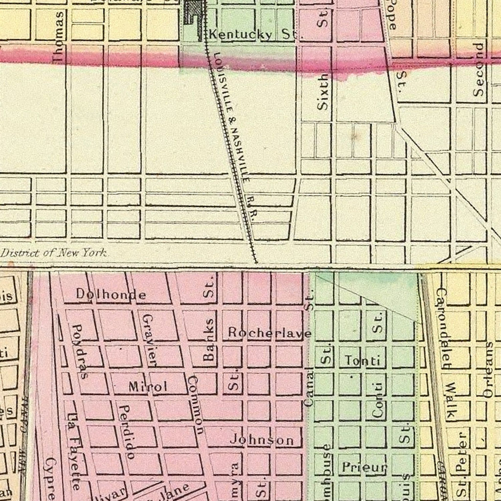 Vintage Map of Louisville, Kentucky 1856
