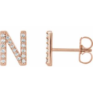 14K Rose Gold 1/8 CTW Natural Diamond Initial N Earrings