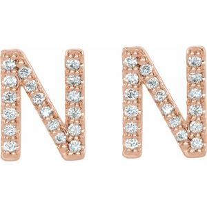 14K Rose Gold 1/8 CTW Natural Diamond Initial N Earrings