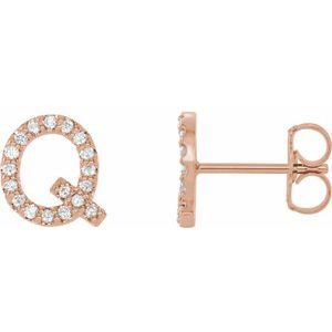 14K Rose Gold .07 CTW Natural Diamond Initial Q Earring