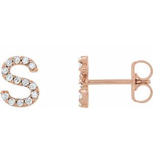 14K Rose Gold .05 CTW Natural Diamond Initial S Earring