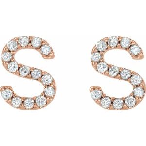 14K Rose Gold 1/10 CTW Natural Diamond Initial S Earrings – image 2