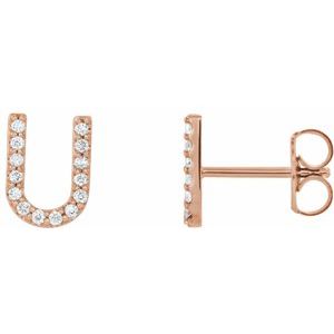 14K Rose Gold .05 CTW Natural Diamond Initial U Earring