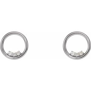 14K White Gold 1/6 CTW Natural Diamond Circle Earrings – image 2