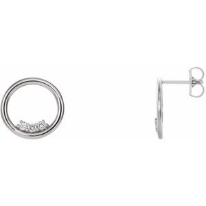Platinum 1/6 CTW Natural Diamond Circle Earrings