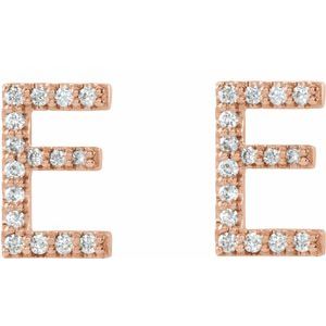 14K Rose Gold 1/8 CTW Natural Diamond Initial E Earrings – image 2